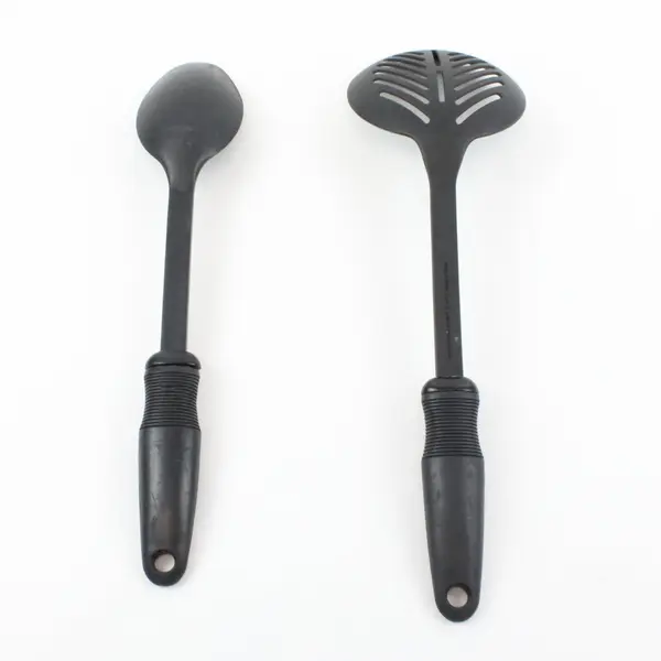 OXO Good Grips Black Nylon Spoon Set Slotted & Solid 15in 14in