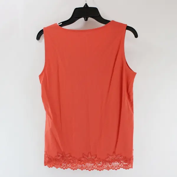 Coldwater Creek Women's Coral Orange Lace Trim Tank Top Size 8