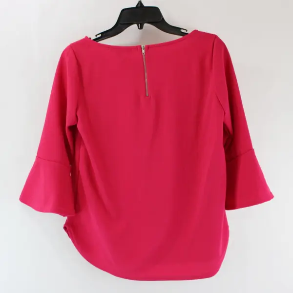 Green Envelope Women's Hot Pink Top Size M 3/4 Bell Sleeve