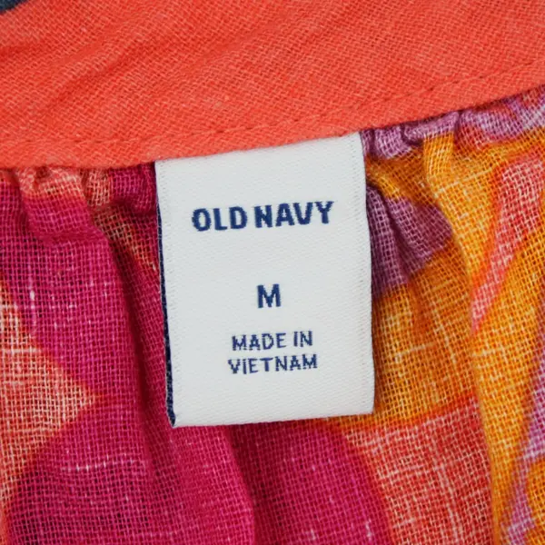 Old Navy Women's Medium Sheer Multicolor Tropical Floral Blouse