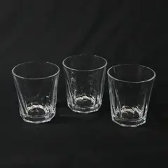 Lot of 3 Vintage Paneled Clear Glass Tumblers, 4" Tall 