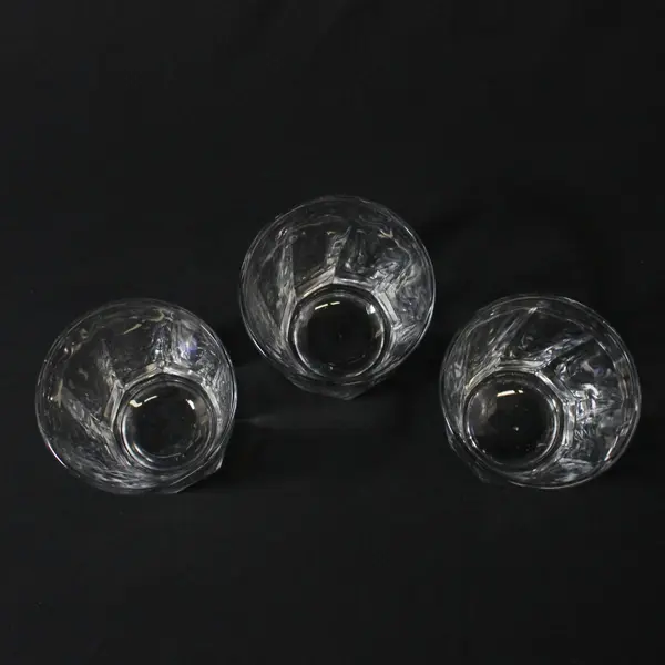 Lot of 3 Vintage Paneled Clear Glass Tumblers, 4" Tall 