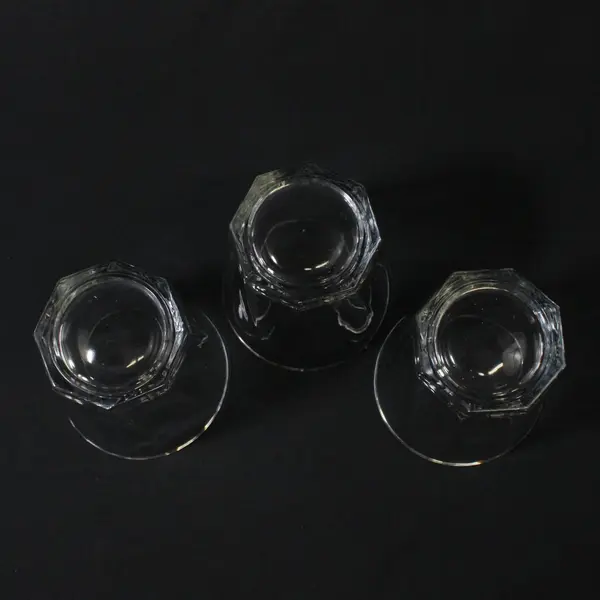 Lot of 3 Vintage Paneled Clear Glass Tumblers, 4" Tall 