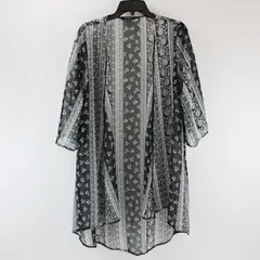 Espresso Women's Small Gray Floral Kimono-Style Top