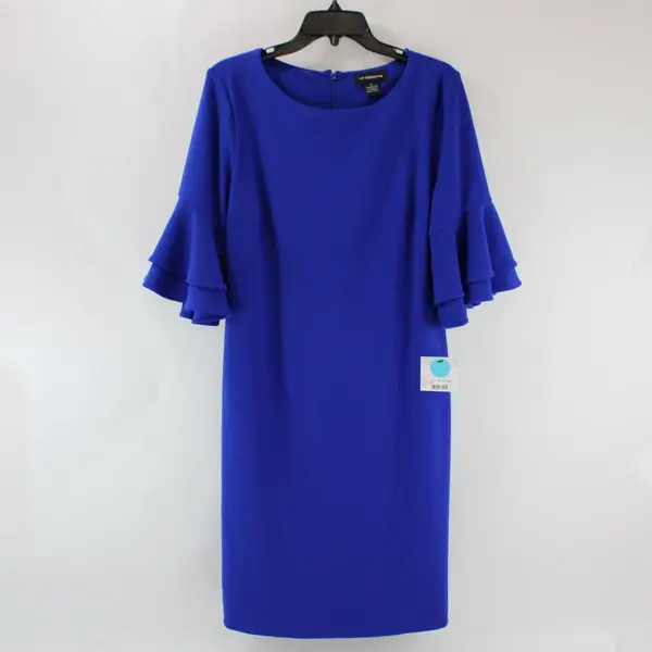 NWT Liz Claiborne Women's Cobalt Blue Bell Sleeve Midi Shift Dress 8