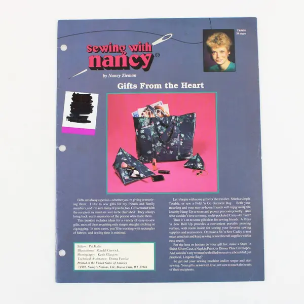 Sewing With Nancy Gifts From the Heart Nancy Zieman 1992 Booklet Good