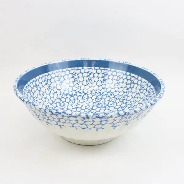Blue White Speckled Enamelware Nesting Decorative/Mixing Bowls Set of 2