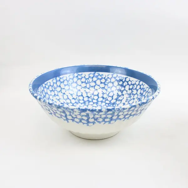 Blue White Speckled Enamelware Nesting Decorative/Mixing Bowls Set of 2