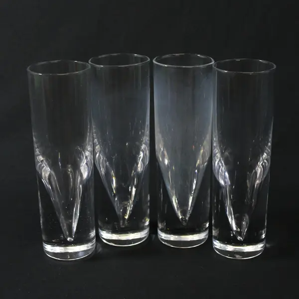 Set of 4 Carlo Moretti Italy Bullet Heavy Base Highball Glasses 7.25" 