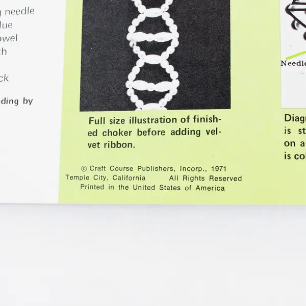 Vintage 1971 Bead & Pearl Jewelry Craft Book Macramé Crochet Two-Needle Patterns