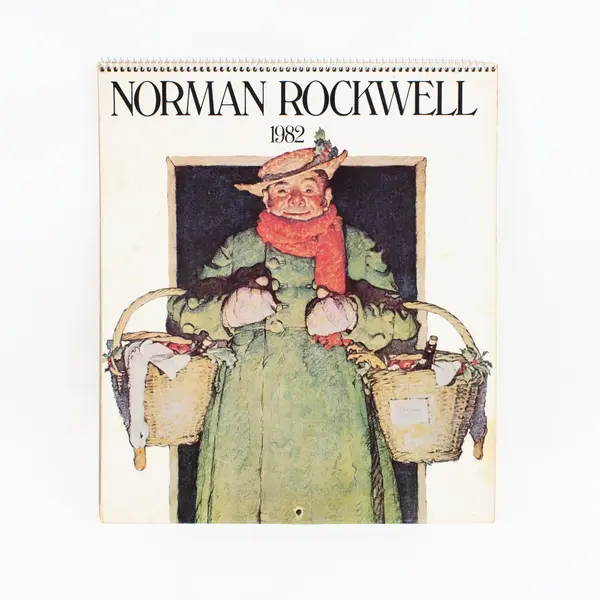 Vintage 1982 Norman Rockwell Wall Calendar Spiral Bound Art Prints Used Calendar