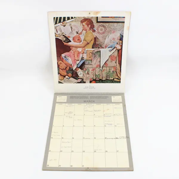 Vintage 1982 Norman Rockwell Wall Calendar Spiral Bound Art Prints Used Calendar