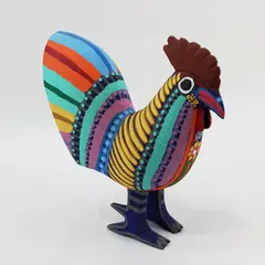Hand-Carved Mexican Folk Art Oaxacan Alebrije Rooster Figurine Signed Carmelo