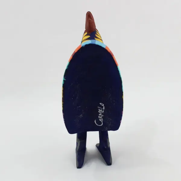 Hand-Carved Mexican Folk Art Oaxacan Alebrije Rooster Figurine Signed Carmelo