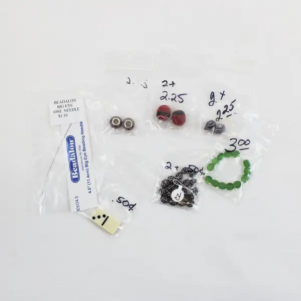Lot of 7 Beading Supplies - Big Eye Needle & Beads Mixed Craft Lot