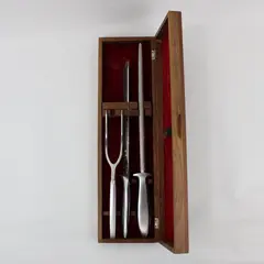 Gerber Legendary Blades 3-Piece Carving Set Honing Steel Knife Fork Walnut Case
