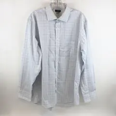 Van Heusen Signature Men's Regular Fit Non-Iron White Plaid Dress Shirt XL 34/35