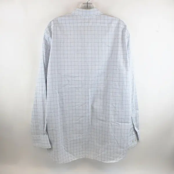 Van Heusen Signature Men's Regular Fit Non-Iron White Plaid Dress Shirt XL 34/35