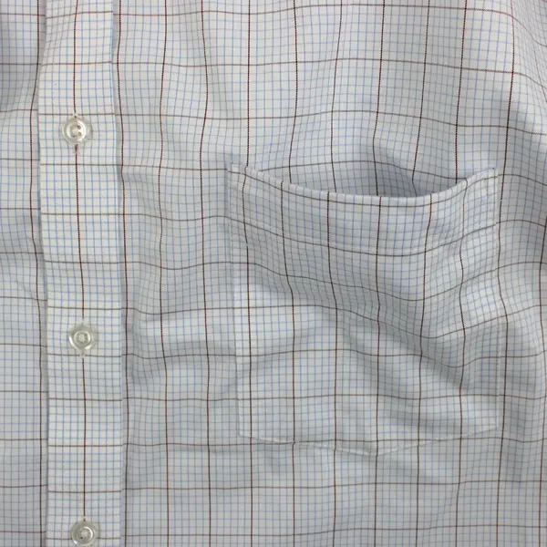 Van Heusen Signature Men's Regular Fit Non-Iron White Plaid Dress Shirt XL 34/35
