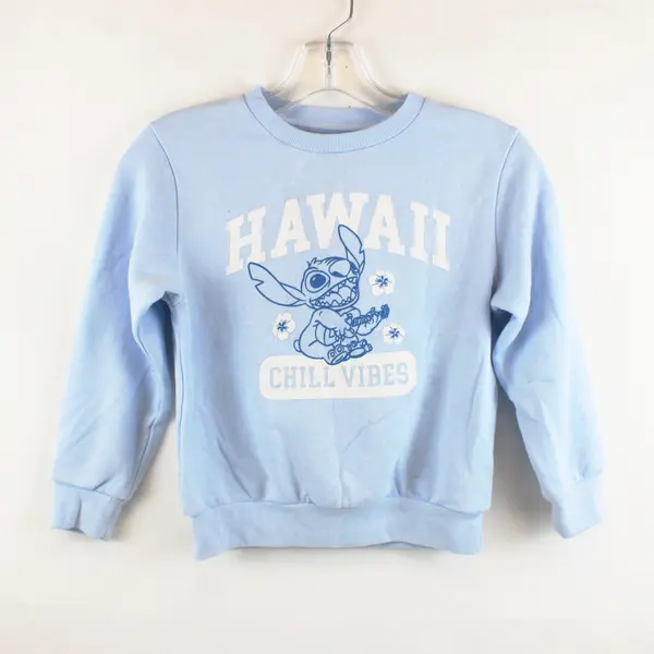 Disney Stitch "Hawaii Chill Vibes" Girls Youth Blue Pullover Sweatshirt S (6/7)