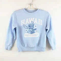 Disney Stitch "Hawaii Chill Vibes" Girls Youth Blue Pullover Sweatshirt S (6/7)