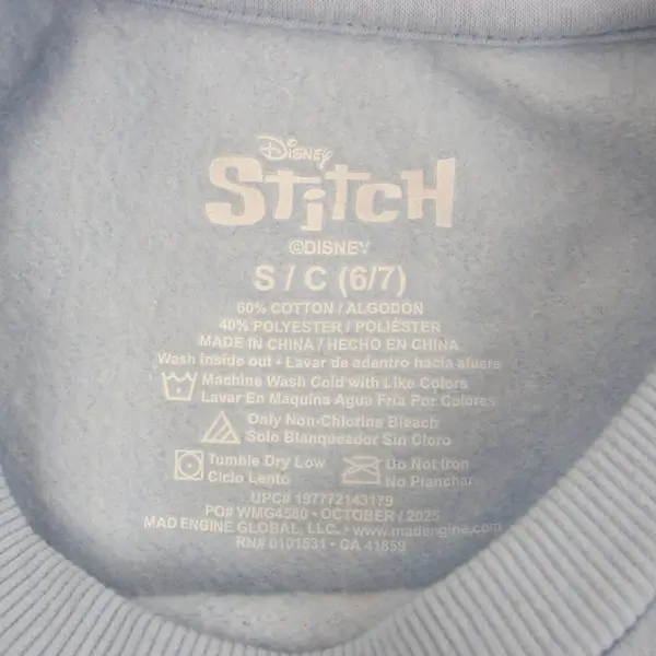 Disney Stitch "Hawaii Chill Vibes" Girls Youth Blue Pullover Sweatshirt S (6/7)