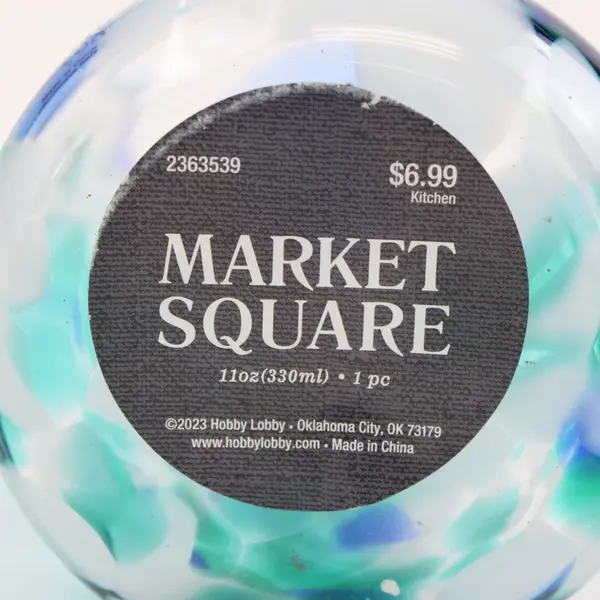 Market Square Confetti Glass Votive Candle Holder/ Cup Blue Green White Kitchen