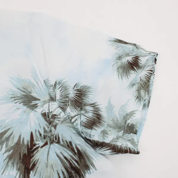 Tommy Bahama Men's XL Light Blue Palm Tree Tropical Button-Down Shirt 100% Linen