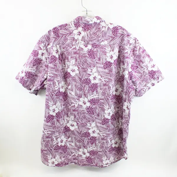 Van Heusen Air Classic Fit Men's White Purple Tropical Shirt Size XL/17-17.5