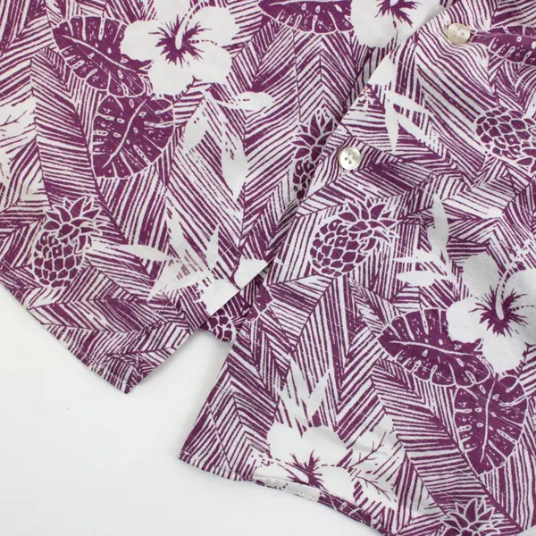 Van Heusen Air Classic Fit Men's White Purple Tropical Shirt Size XL/17-17.5