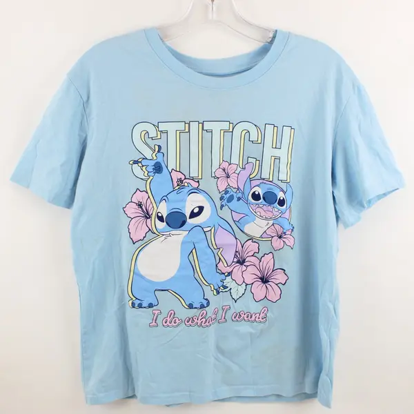 Disney Stitch "I Do What I Want" Graphic T-Shirt Light Blue Medium
