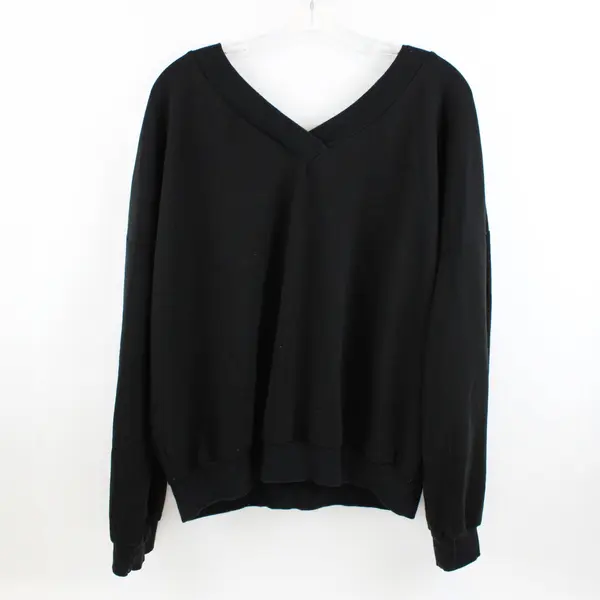 SHEIN Women's Black V-Neck Gold Sequin Angel Wings Sweater XL