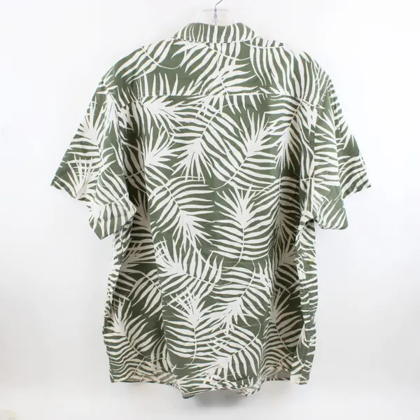 Pendleton Men's XL Green White Palm Leaf Print Short Sleeve Shirt 100% Cotton