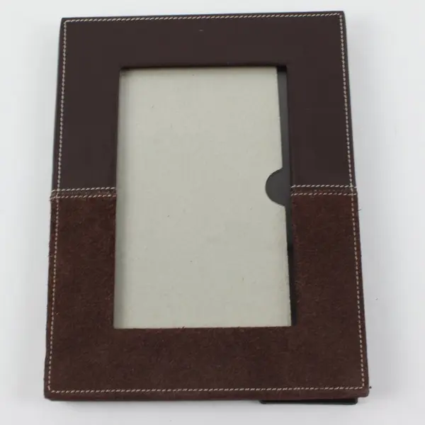 Milano Brown Leather 4x6 Tabletop Picture Frame Stitched Vertical