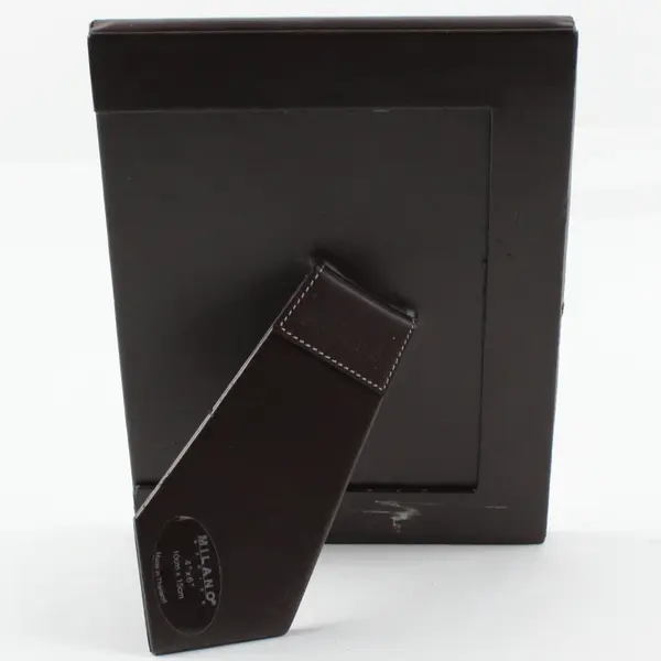 Milano Brown Leather 4x6 Tabletop Picture Frame Stitched Vertical