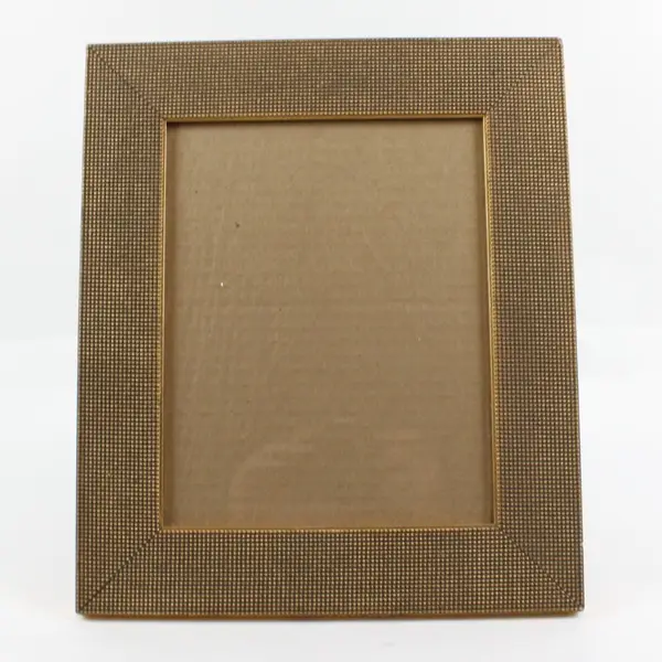 Gold-Tone Rectangular Picture Frame Textured Decorative Border Clear Glass