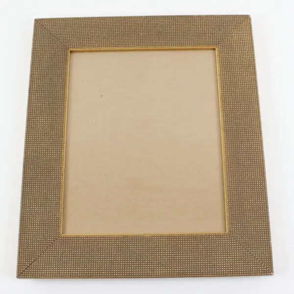 Gold-Tone Rectangular Picture Frame Textured Decorative Border Clear Glass