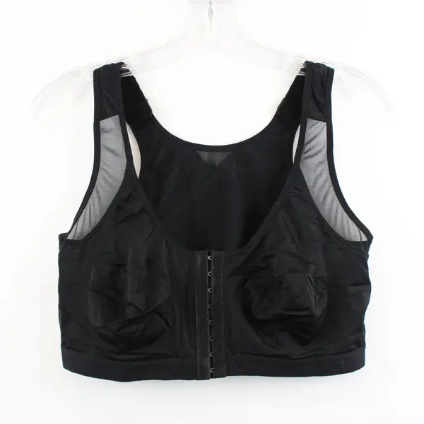 Women's 3XL Black Front Hook & Eye Closure Sports Bra Adjustable Straps Wireless
