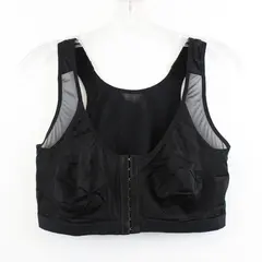 Women's 3XL Black Front Hook & Eye Closure Sports Bra Adjustable Straps Wireless