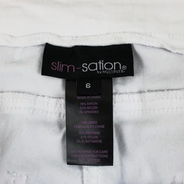 Slim-Sation Slimming Effect Pull-On Crop Pants White Size 6 Casual Summer