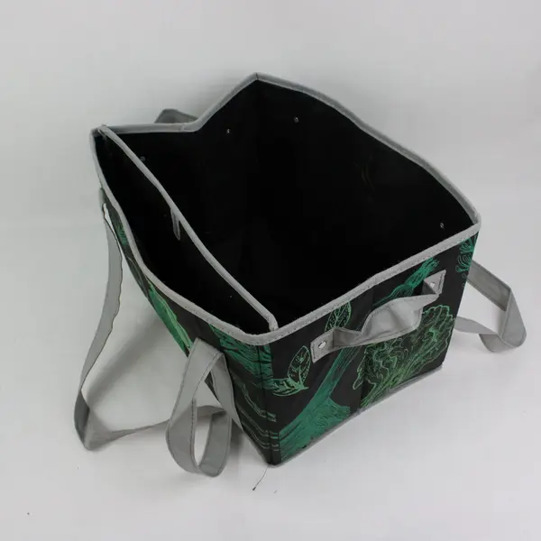 Farm Fresh Reusable Grocery Tote Bag Box Style Teal Vegetable Print