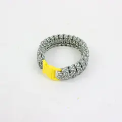 Paracord Survival Bracelet Cobra Weave Gray Camouflage Yellow Clasp
