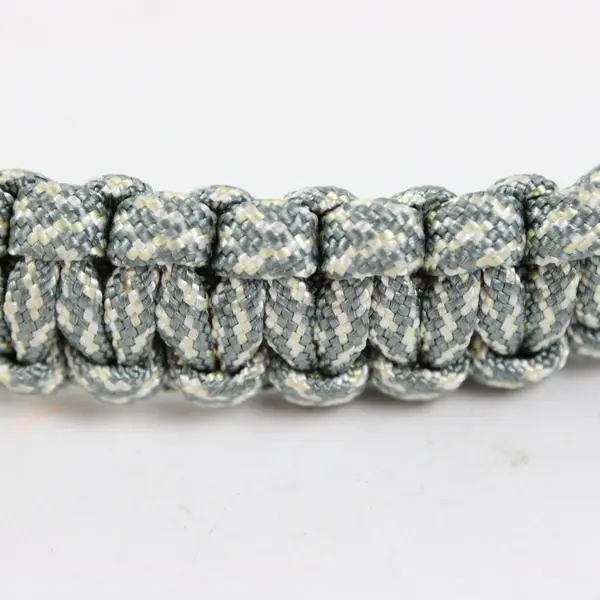 Paracord Survival Bracelet Cobra Weave Gray Camouflage Yellow Clasp