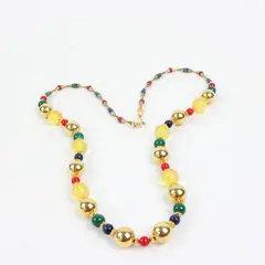 Multicolor Gold-Tone Jewel-Tone Beaded Necklace Statement