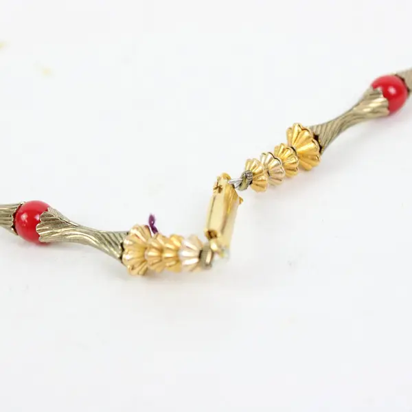 Multicolor Gold-Tone Jewel-Tone Beaded Necklace Statement