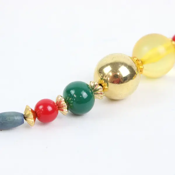 Multicolor Gold-Tone Jewel-Tone Beaded Necklace Statement