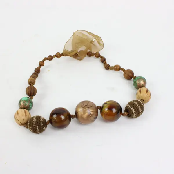 Unbranded Chunky Brown Multicolor Mixed-Bead Boho Statement Necklace