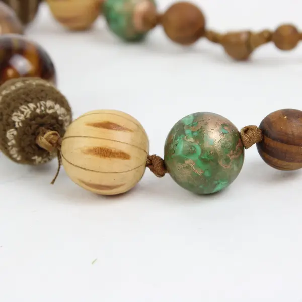 Unbranded Chunky Brown Multicolor Mixed-Bead Boho Statement Necklace