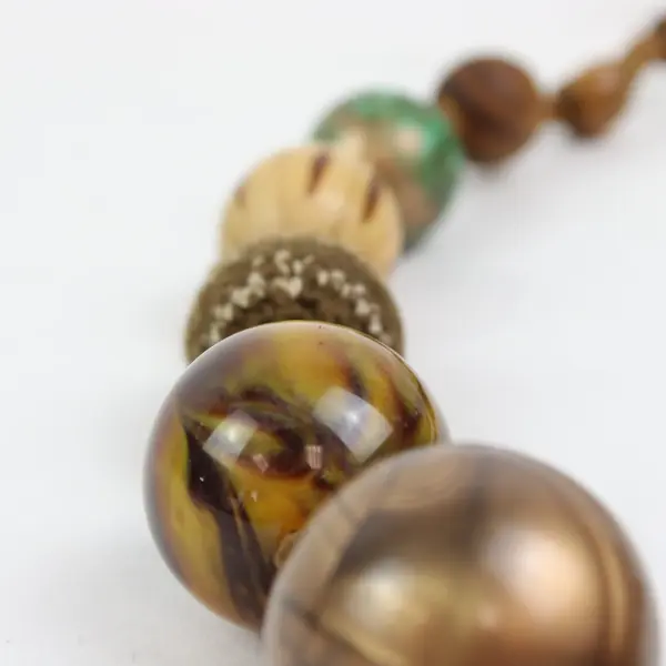 Unbranded Chunky Brown Multicolor Mixed-Bead Boho Statement Necklace