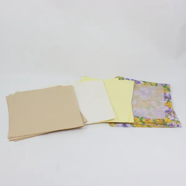 Lot of Assorted Floral Brown Ivory Stationery Paper Craft Scrapbook